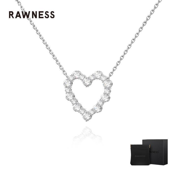 RAWNESS 吊坠925银莫桑石 心光爱心项链火彩高透光桃心锁骨链轻奢