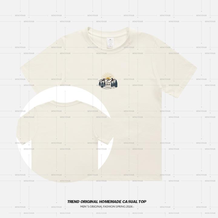 「山中日出」白色短袖t恤女夏季纯棉宽松新款小众洋气女装上衣体恤