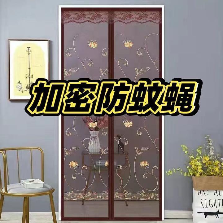 夏季金刚网魔术贴防蚊门帘刺绣全磁块新款大门自粘门帘子防蚊夏天