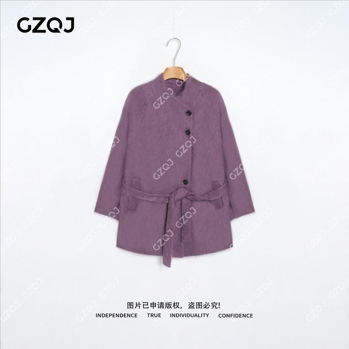 老琴私服【香芋慕斯】绵羊毛山羊绒拉绒外套双面毛呢大衣女冬款3208