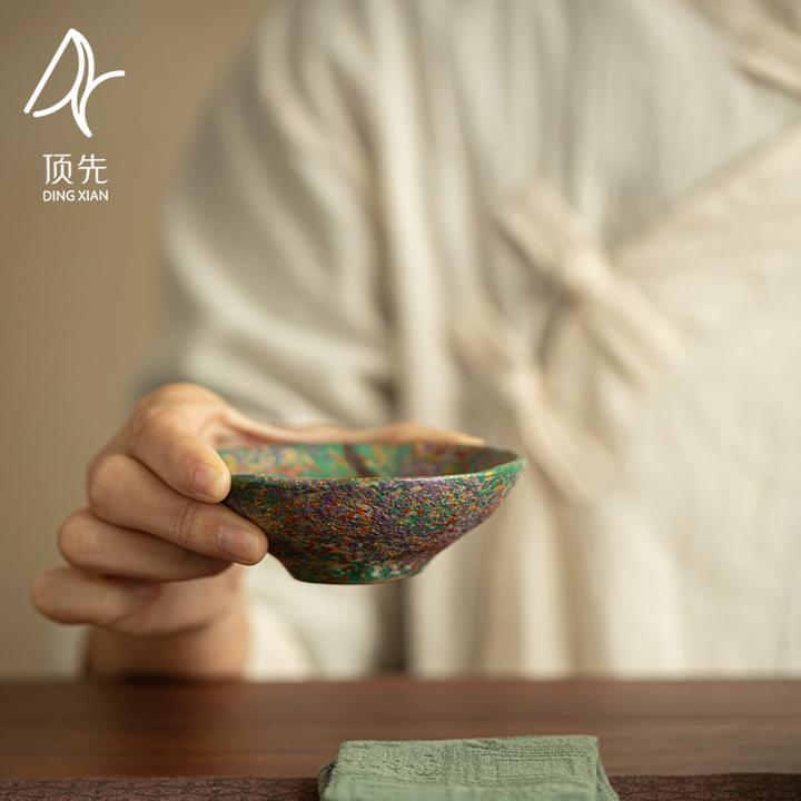 顶先 当代岩绘时光莲语杯家用个人品茗杯主人杯功夫茶杯 A13439