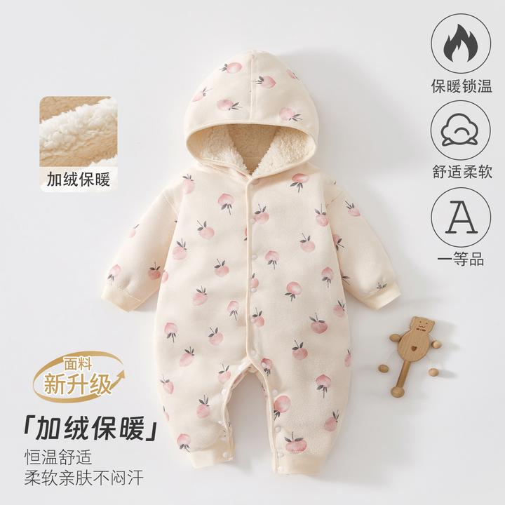 新生儿婴儿连体衣a类棉秋冬季宝宝衣服保暖加绒双面穿外出爬服