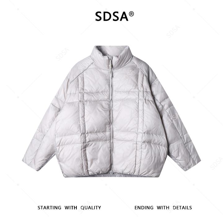 SDSA男士秋冬新款痞帅男装简约格纹拉链立领羽绒服外套百搭时尚