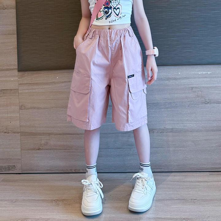 女童工装短裤夏季2025新款儿童中裤薄款夏装女孩大童五分裤子外穿