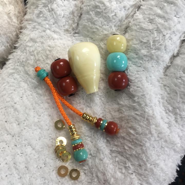 原矿绿松石蜜蜡三通南红配珠手工白色时尚复古红色黄色彩色精致