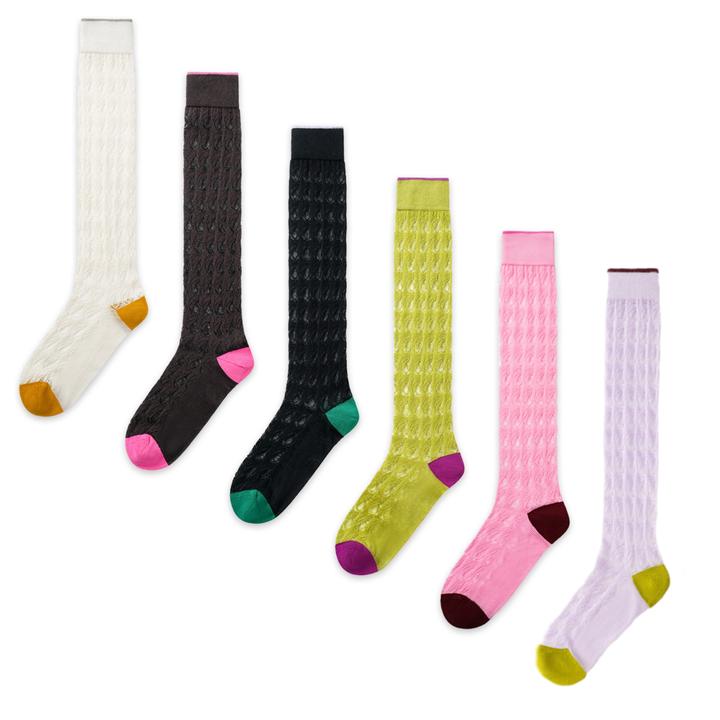 袜子女美腿袜吸汗长筒袜黑纹镂空高筒长筒夏季户外透气薄款小腿袜