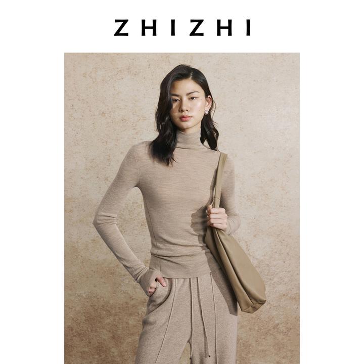 致知 楼下柳 全羊毛高领无缝打底25年秋季流光风新款ZZ2EAKZN005