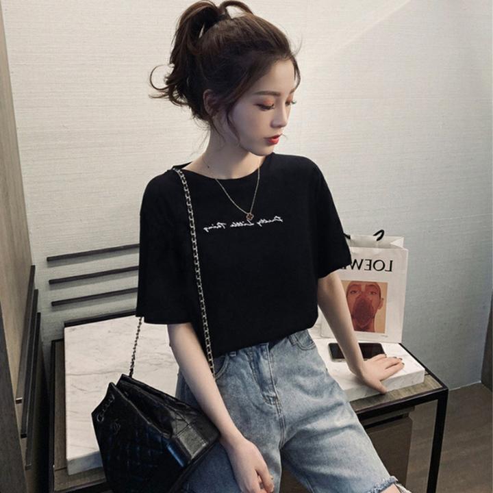 A2025夏季宽松韩版潮原宿风心机露背短袖上衣服ins超火短袖T恤女
