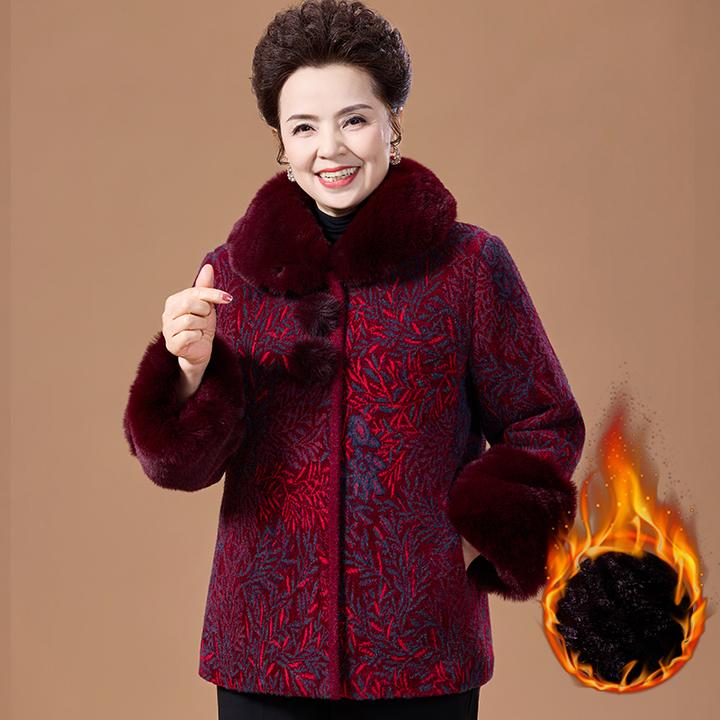 中老年人女奶奶冬装毛呢外套妈妈中长款加绒加厚大衣老人保暖衣服
