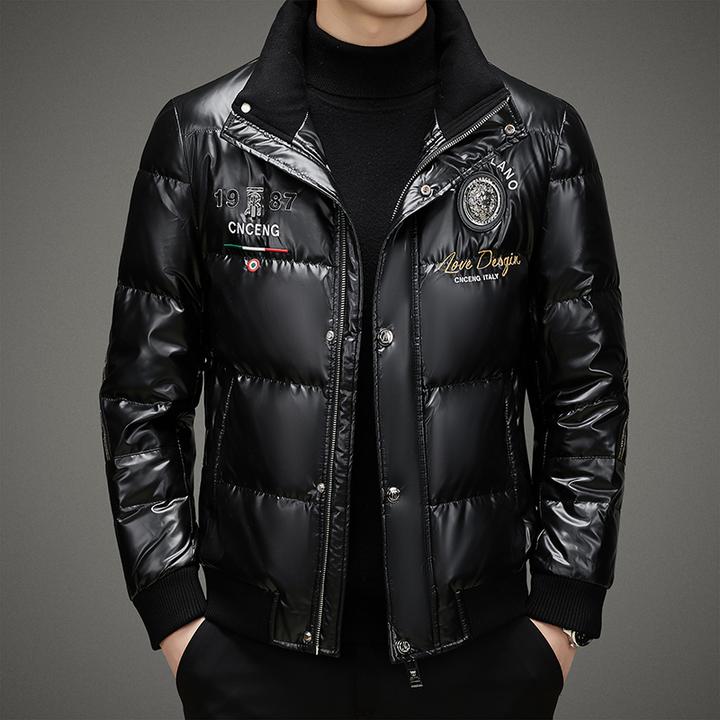 考蒂玻帕男士冬季新款立领羽绒服外套白鸭绒时尚刺绣潮流短款