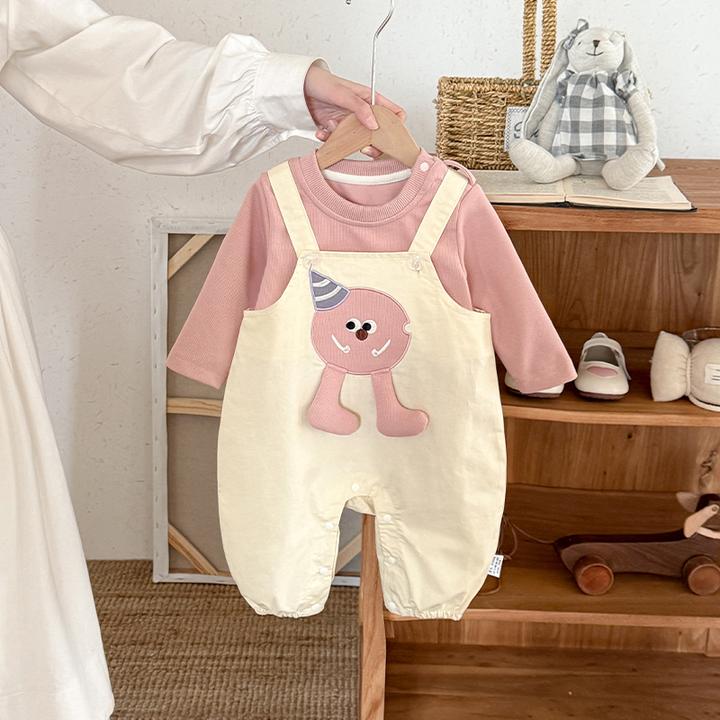 婴幼儿秋装女宝连体衣春秋款可爱两件套外出服背带裤套装哈衣爬服
