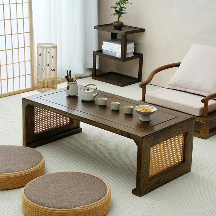 阳台新中式木质工艺榫卯竹藤工艺茶几茶桌椅阳台茶桌购买链接