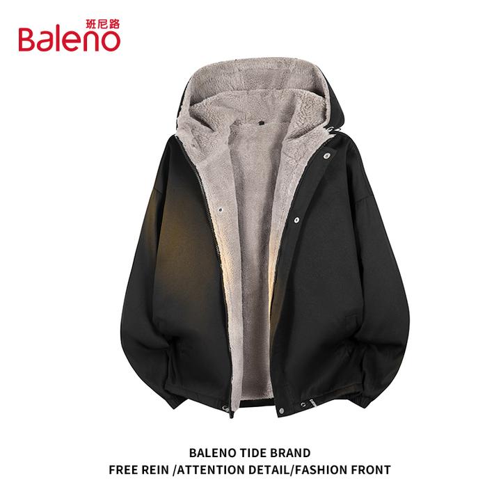 班尼路美式复古连帽座山雕棉衣男冬季加绒加厚保暖百搭棉服外套