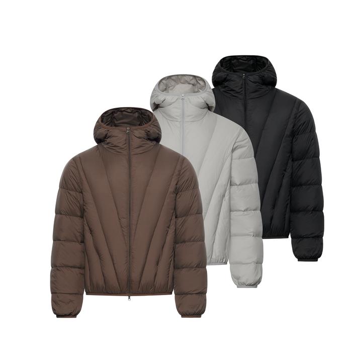 SOUTHFISH 鳞甲V型排骨羽绒服130g充绒量90白鸭绒 连帽轻量羽绒服