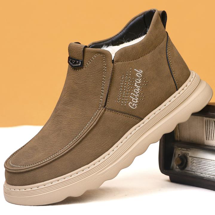 绵羊毛内里雪地靴男冬季新款加绒加厚防滑厚底一脚蹬保暖棉鞋