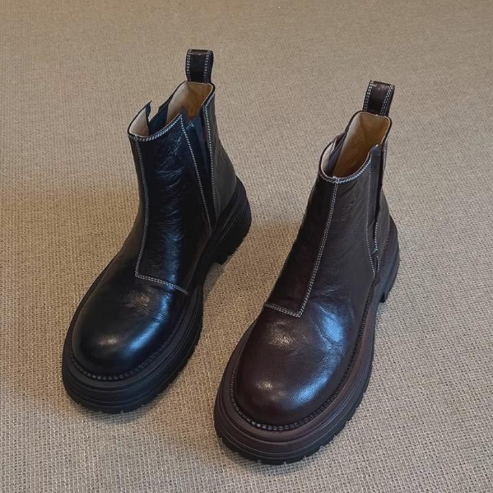 巨好看切尔西短靴女2025秋冬新款英伦复古风厚底马丁靴弹力骑士靴