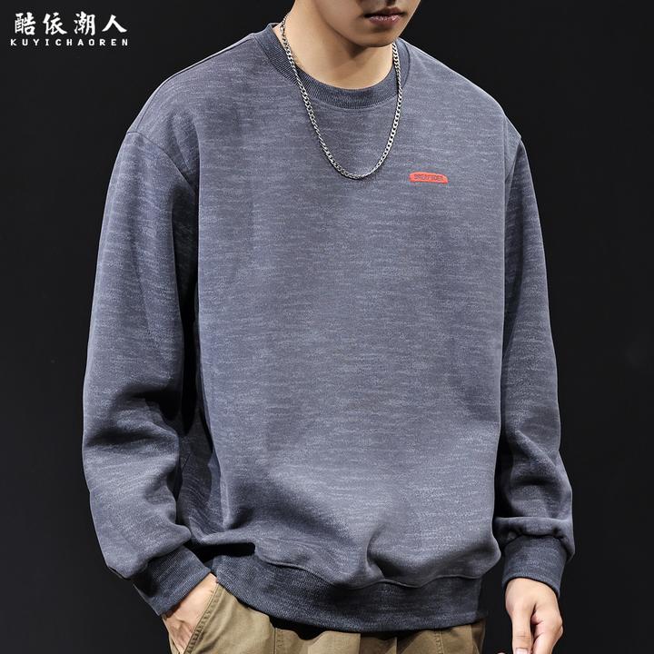 仿毛衣纹理感2025新款简约卫衣男士潮牌宽松大码休闲高端秋季衣服