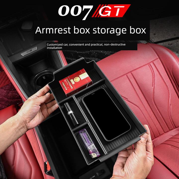 适用极氪007GT扶手箱储物盒中控收纳隔层置物盒内饰改装专用装饰