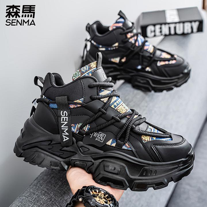 森马男鞋春秋冬款网面橡塑大底透气休闲高帮老爹鞋