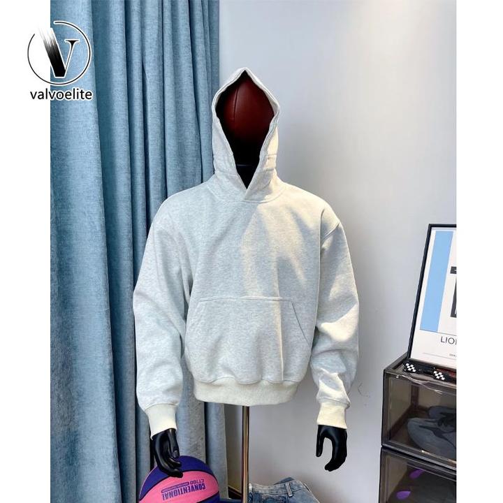 VALVOELITE新潮品牌运动衫男子春秋季美国卫衣合身灰色英俊夹克潮