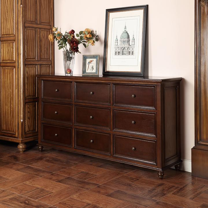 龙耀九斗柜储藏长方体田园风复古风三斗柜：1.8/1.5米长43宽95高