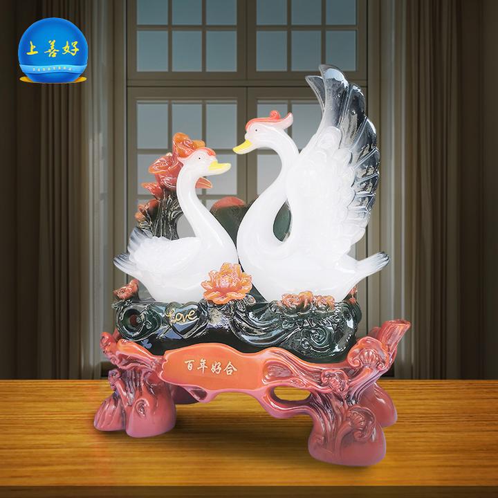 百年好合天鹅摆件创意客厅玄关装饰品结婚礼物家居办公室乔迁礼品