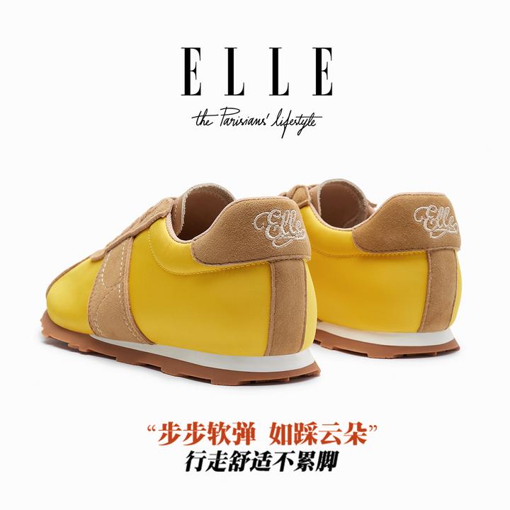 ELLE内增高德训鞋女2025新款超好看平底复古阿甘鞋轻便软底休闲鞋