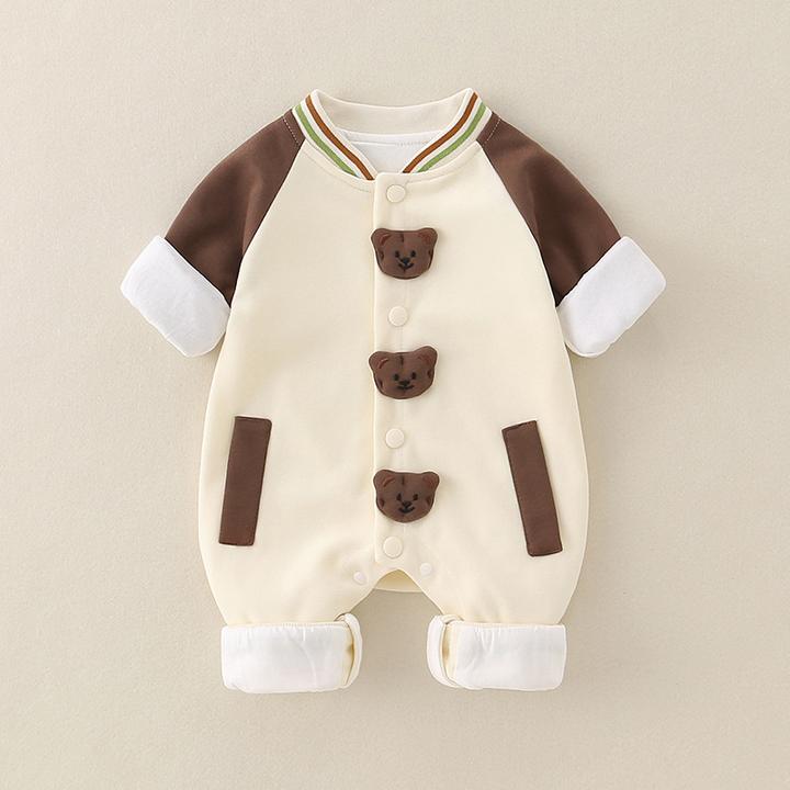 宝宝衣服长袖卡通小熊连体衣2025秋季a类幼儿外出服超萌炸街
