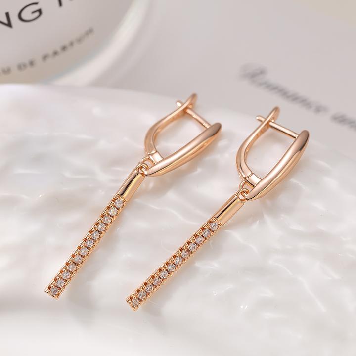 铜合金锆石耳饰 原创设计师款 香槟金色圆形白钻一字耳环2号