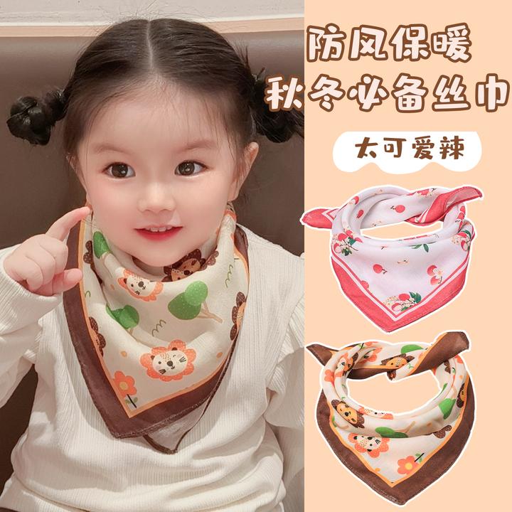 【韩系】卡通儿童方巾围脖护颈2025新款围巾男女通用薄款三角巾