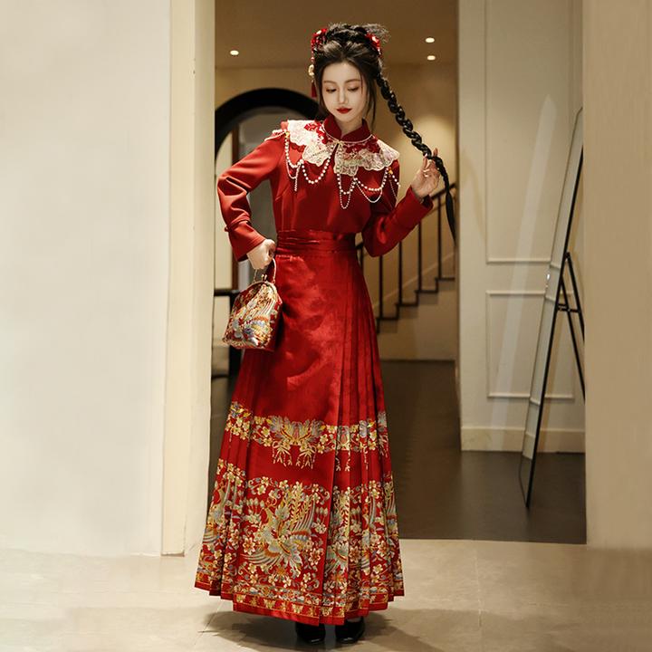 星河汉歌（翠羽红）国风红色结婚订婚2025夏季新款传统明制马面裙
