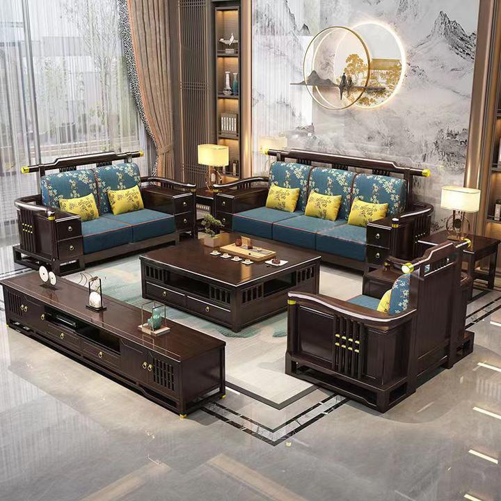 新中式实木沙发组合现代简约大小户型客厅禅意冬夏两用贵妃家具