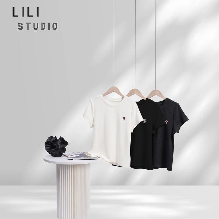 PCNY「至逸」不理理新款女装休闲时尚简约百搭刺绣短袖圆领T恤