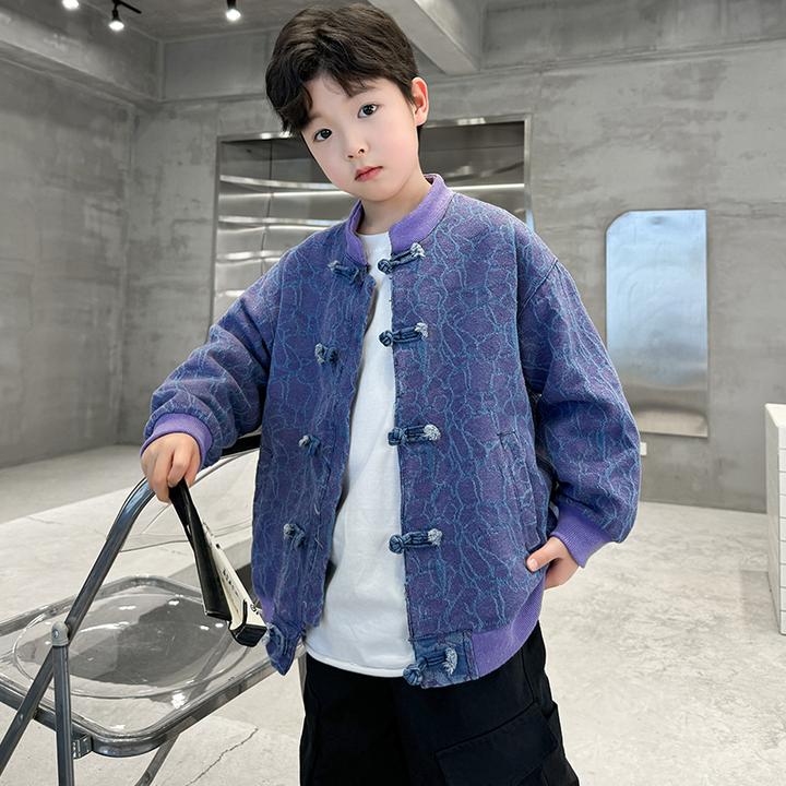 儿童装男童中国风外套2025新款中大童春季男孩春秋款牛仔唐装汉服
