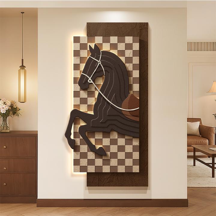 中古风入户玄关装饰画马到成功走廊过道挂画高级感复古玄关壁灯画