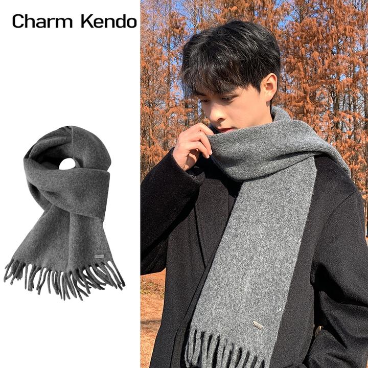 Charm Kendo围巾男士秋冬季日系纯色配大衣护颈韩系保暖围脖女款