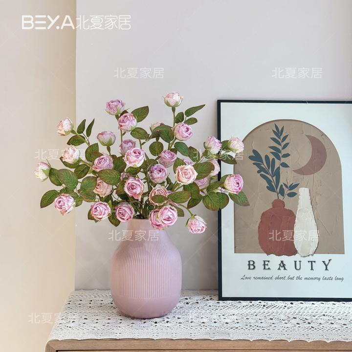 6头泡泡小玫瑰花假花仿真花摆设装饰品餐桌现代家居客厅摆件