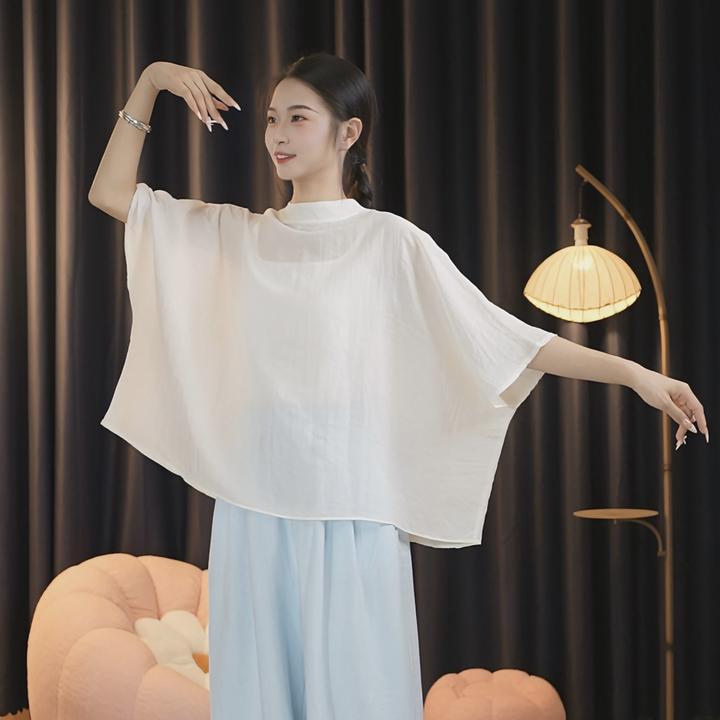 2025新款天丝麻上衣夏季日常外搭薄款舞蹈服现代古典舞飘逸女上衣
