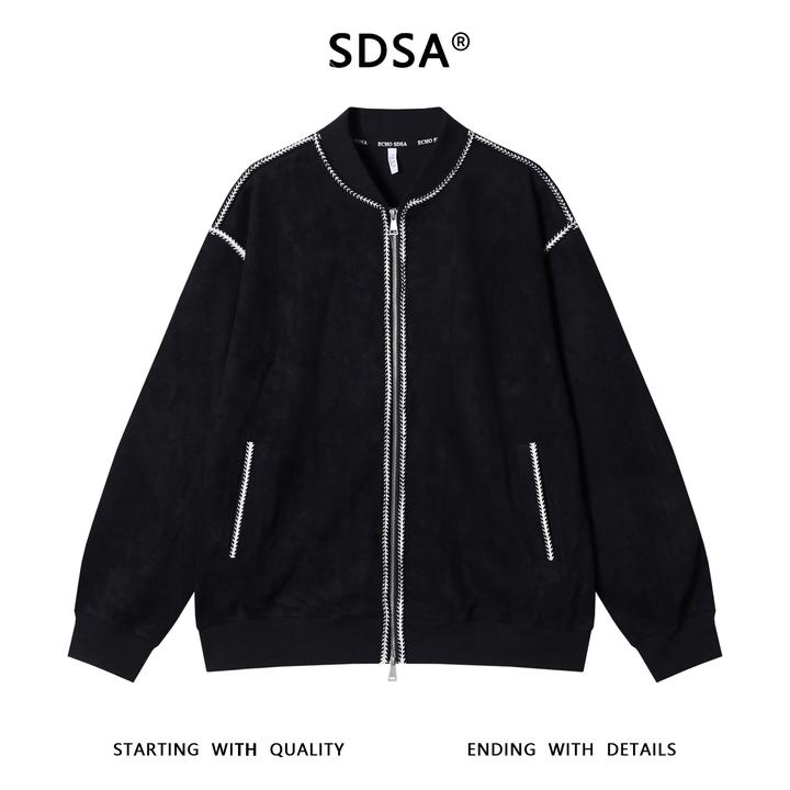 SDSA男士秋冬新款痞帅男装韩版撞色缝线棒球领卫衣外套百搭时尚