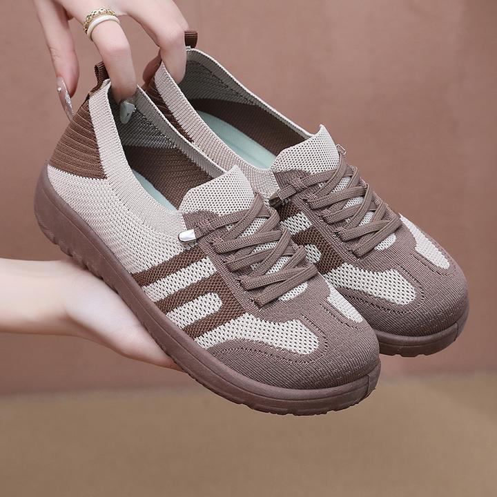2025春夏新款飞织休闲女单鞋平跟软底时尚轻便德训鞋舒适透气布鞋