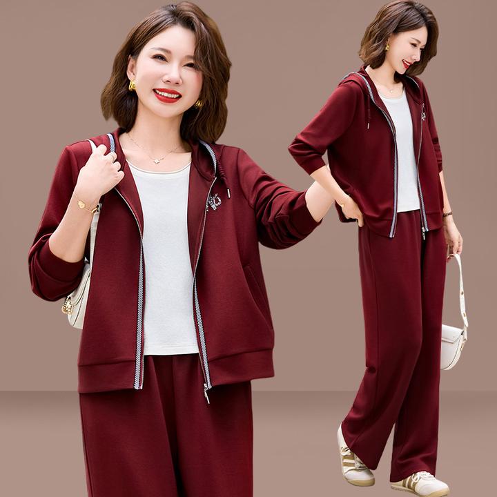 流光风妈妈秋装运动服套装休闲中老年人女装春秋洋气大码外套上衣