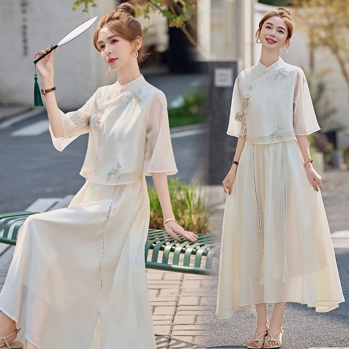 新中式妈妈套装国风夏装2025新款五一出游衣服时尚洋气两件套中年