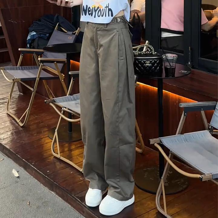 阔腿弯刀裤女春秋季2025新款今年流行爆款休闲裤高腰宽松工装裤子