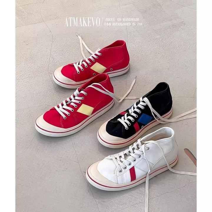 明显款家高帮帆布鞋25年春夏新款老钱风休闲透气板鞋女