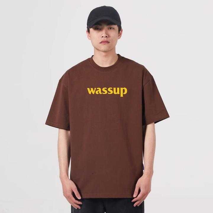 WASSUP潮牌半袖男t恤字母印花短袖夏季宽松美式纯棉情侣圆领上衣