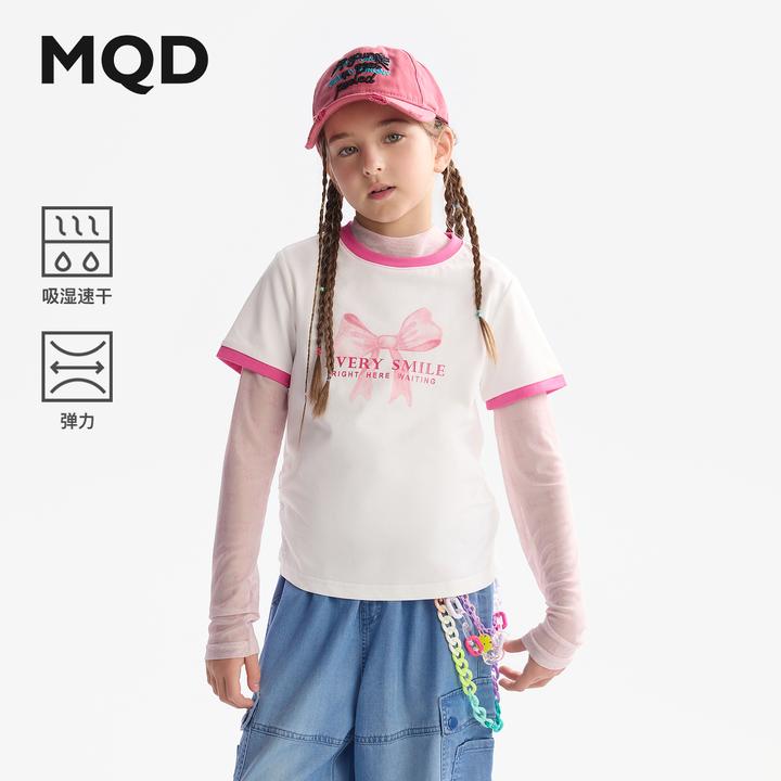【吸湿速干】MQD童装女童t恤25夏季新款儿童蝴蝶结短袖645220304