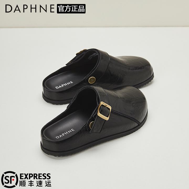 达芙妮复古休闲半拖勃肯拖鞋女2025夏季新款圆头搭扣懒人包头单鞋