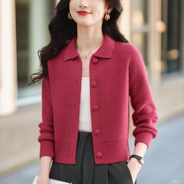 小个子短款外套针织开衫女2025年秋冬新款高级感翻领独特别致上衣