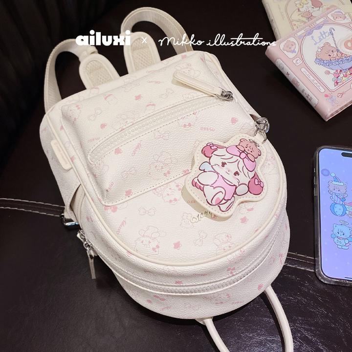 爱路喜正版联名mikko白色舒芙蕾小狗双肩包小背包