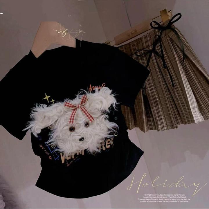 甜美可爱学生时尚套装T恤搭配半身裙夏天潮流